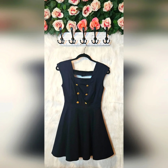 New Look Vintage Navy Nautical Skater Dress - Picture 1 of 7